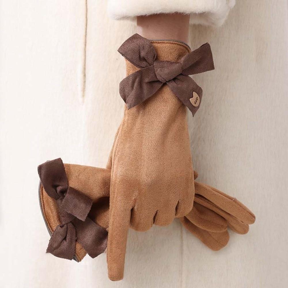 Soft 2 Finger Flip Gloves Bow Windproof Finger Mittens All-Match Women Anti-cold Mittens Skiing