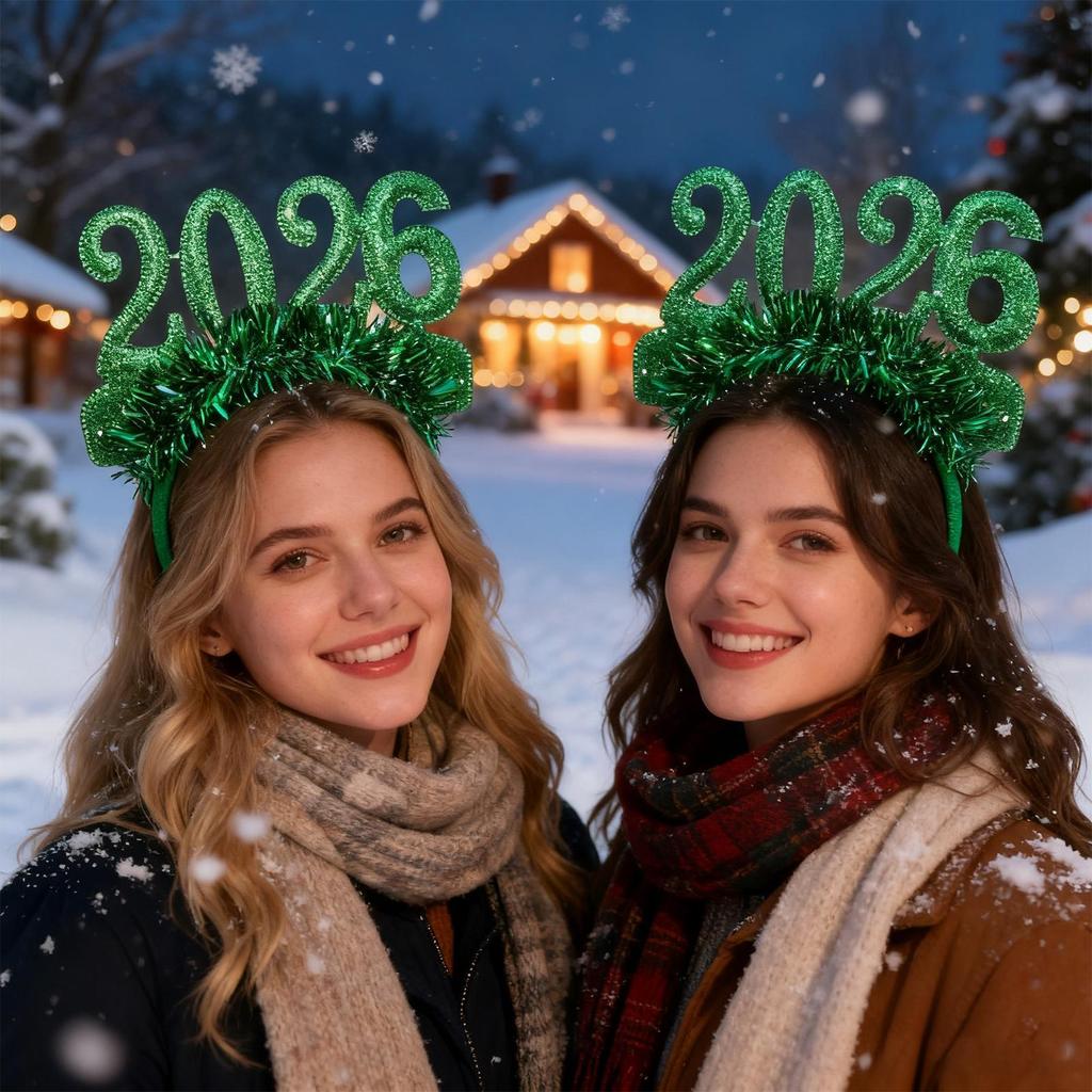 Party Headwear Glitter Headpieces with 2026 Number New Year Hair Band Costume Headwear for Women Costume Birthday Events Home