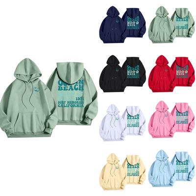 Women's Fashion Lightweight Long Sleeve Pullover With Pockets Flowers Print Hoodie