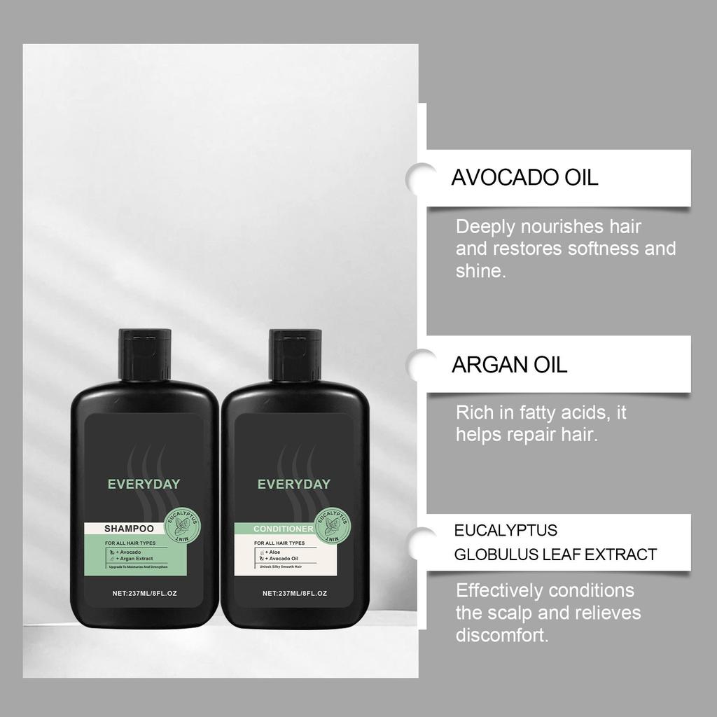 Men's Daily Shampoo & Conditioner Set Strong Healthy Hair Moisturizing & Smoothing Hair Care Kit 237ML+237ML