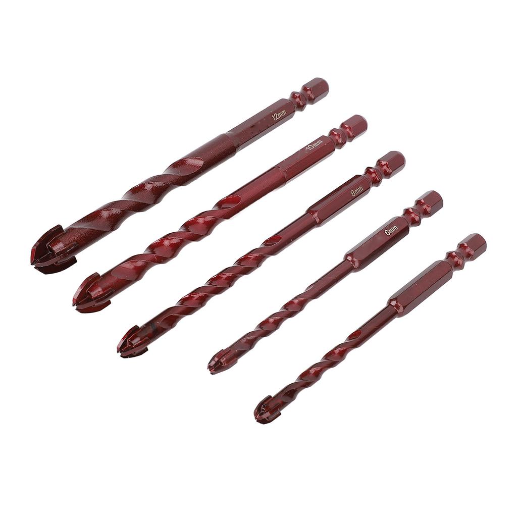 5 Pcs Masonry Drill Bit Set 14 Inch Hex Shank 5 6 8 10 12mm Tungsten Steel Alloy Drill Bits for