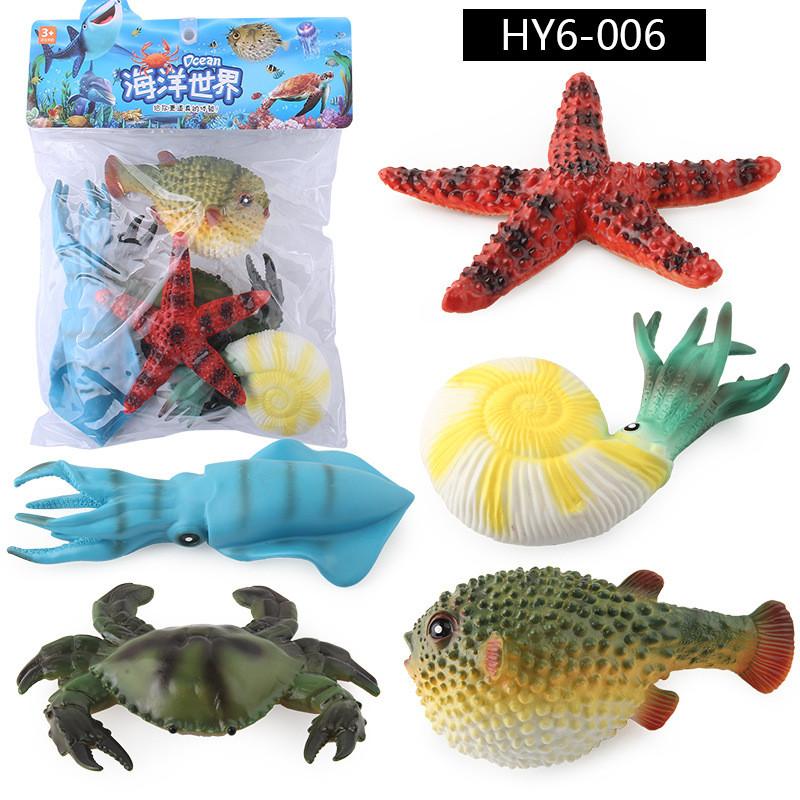

Realistic Pvc Ocean Animal Model Set Including Crab Pufferfish Starfish Decor Toy Animal Model B