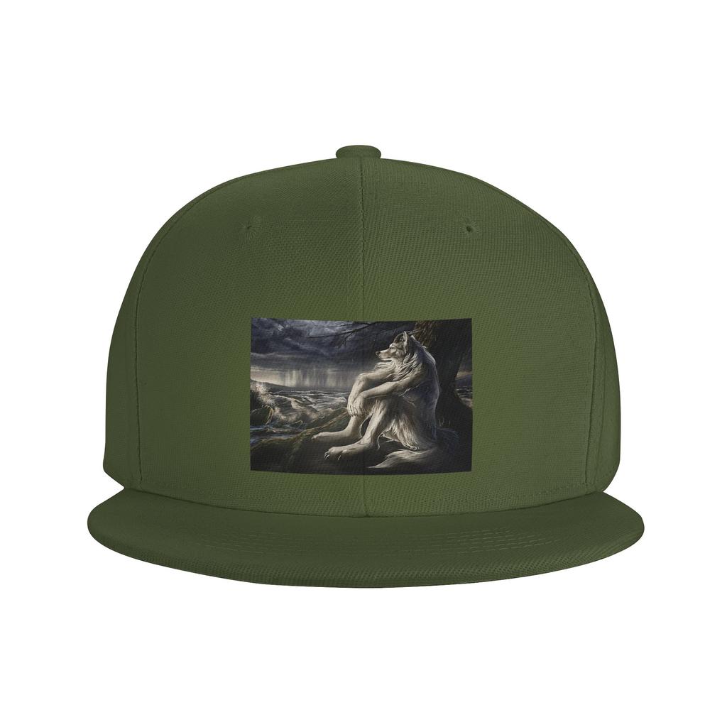 Emo White Wolf Sitting Sad Meme Baseball Caps Snapback Fashion Baseball Hats Casual Casquette Outdoor for Unisexs And Womens