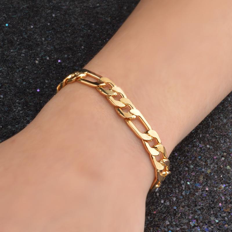 925 Sterling Silver 18k Gold Side Chain Bracelet