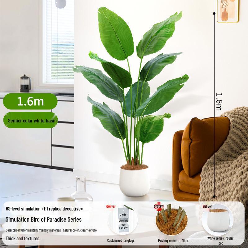 Large Artificial Traveler's Palm and Bird of Paradise Potted Tree for Indoor Decoration