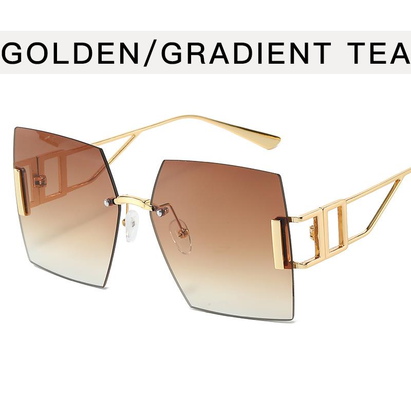 Square Shape Rimless Women's Sunglasses Metal Frame Hollow Out Leg Outdoor Sunglass UV Protection Female Sun Glasses