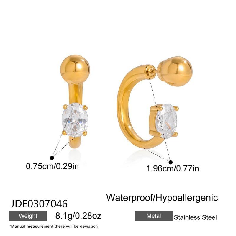 Stainless Steel Ear Clips, Women's Non-pierced Zirconia Earrings, Luxurious and High-end Style Earrings for Autumn and Winter.