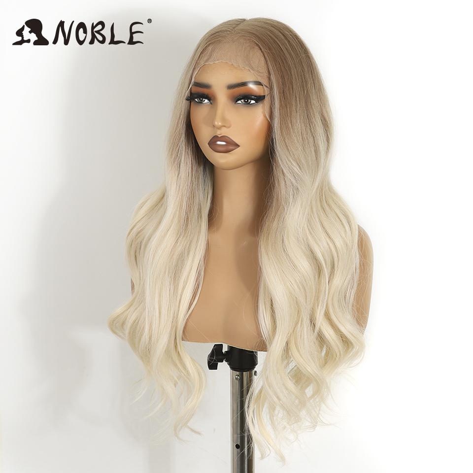 Szlachetna syntetyczna peruka z koronkowym przodem 13X6 Koronkowy przód 26 cali Falowana peruka z koronką dla kobiet Koronkowy przód Ombre Blond Peruka do cosplayu