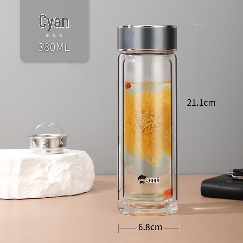DKADI Double-Layer Borosilicate Glass Tea Tumbler