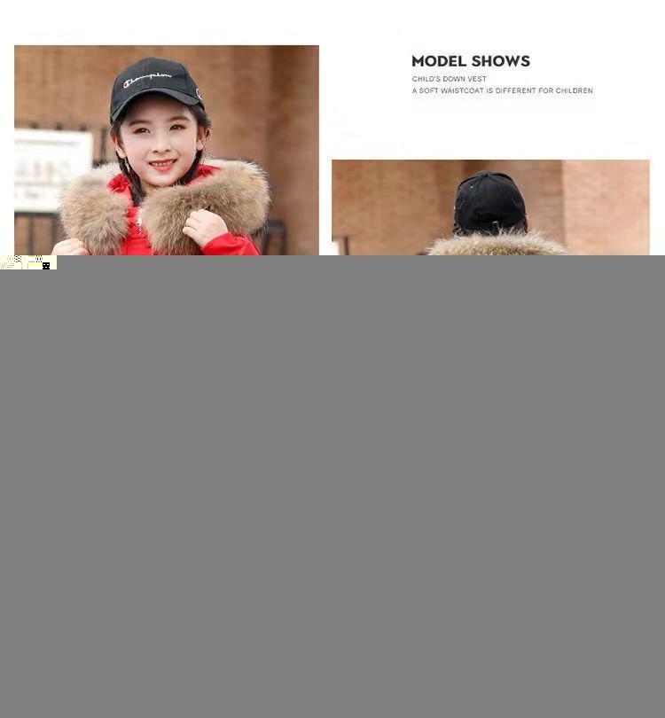 Dívčí středně dlouhý vatovaný kabát s kožešinovým límcem - Zimní bunda pro větší děti