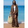 Leopard Print Long Cardigan Loose Large Size Beach Sunscreen Jacket Bikini Blouse