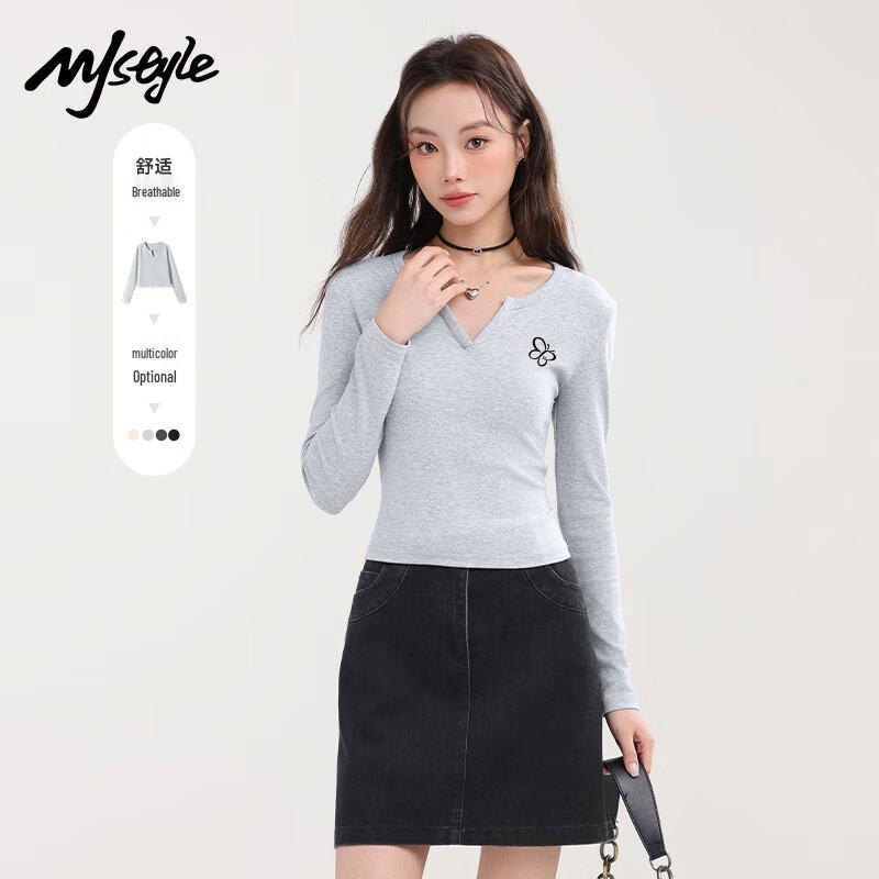 MJ Style Women s V-Neck Slim Fit Long Sleeve T-Shirt XL