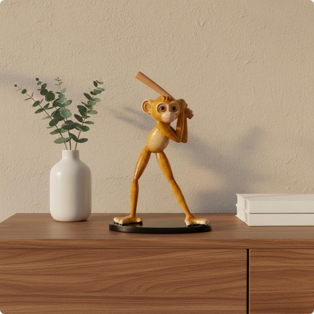 Resin Monkey Figurine Glossy Tabletop Monkey Ornament Creature Statue Translucent Home Decoration Collectible for Cabinet