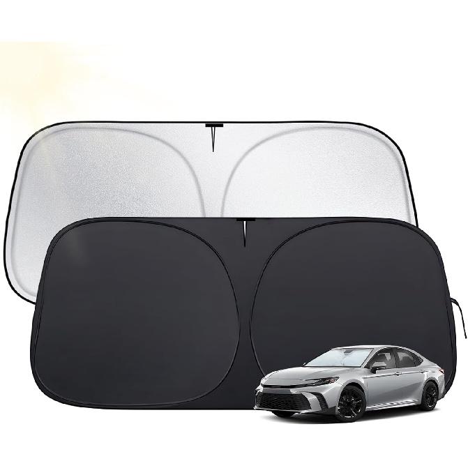 Windshield Sun Shade for Toyota Tacoma 2016-2025,  Fit Car Sun Shades with 420D Fabric & Foldable Memory Steel Wire, Sunshade for Car Windshield