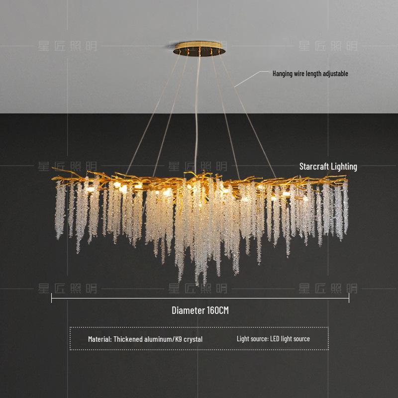 Star Crafts Luxury Crystal Chandelier with Octagonal Beads & Tassels for Living Room, Dining Room, Bedroom