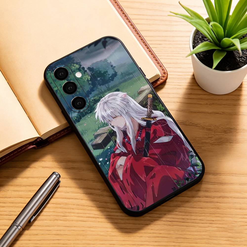 Inuyasha Silhouette Red Katana Anime Phone Case Black Silicone Soft For Samsung Galaxy A73,A72,A71,A70,A53,A52,A51