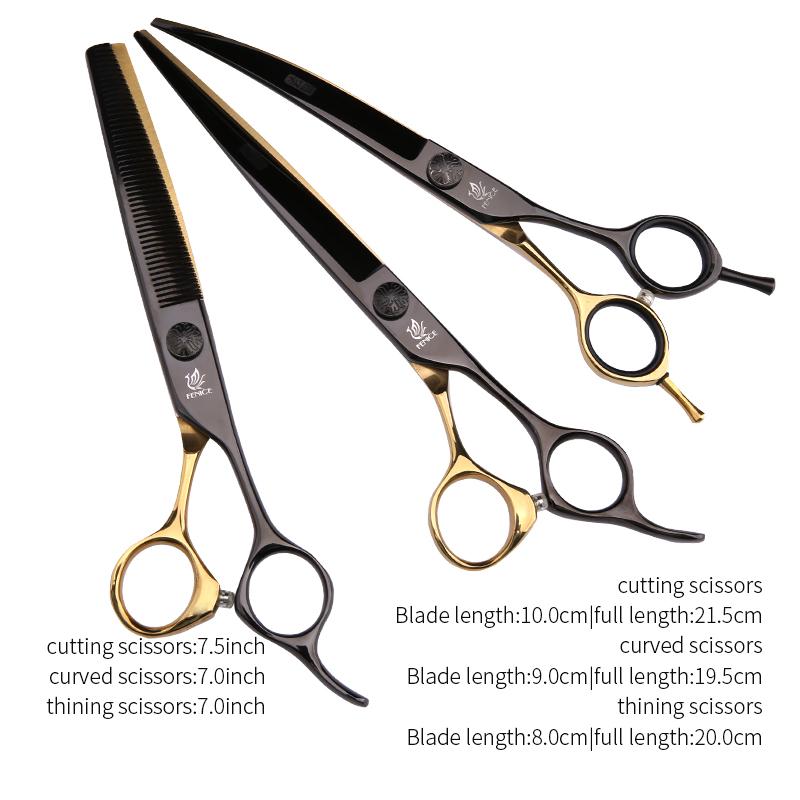 Fenice Pet Dogs Grooming Scissors Set Straight Curved Thinning Shear Scissors for Dogs Pet Cleaning Grooming Products