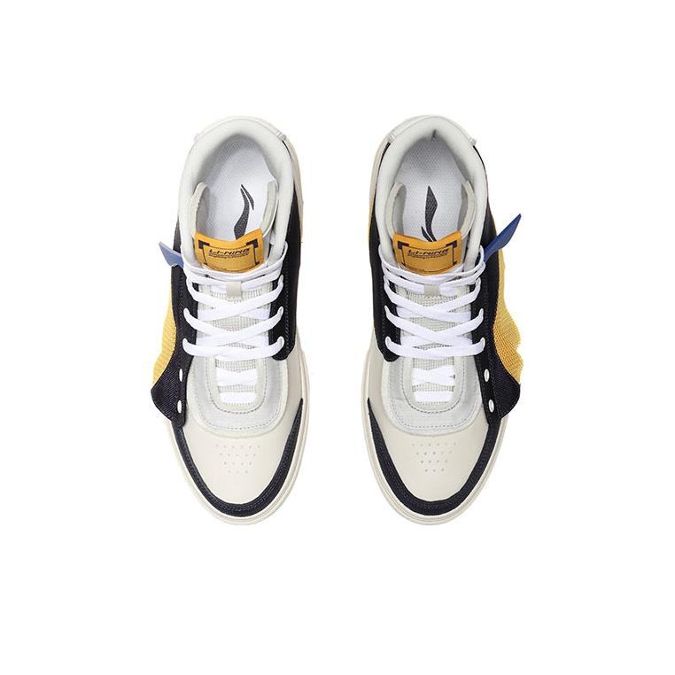 Li Ning CF Su Series Wear Resistant Breathable Non Slip High Top Skate Shoes Men Skate Shoes Blue Yellow AGCR079-3