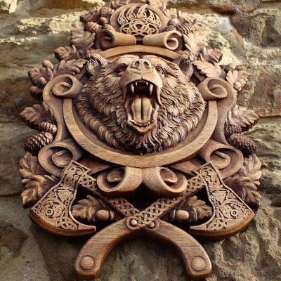 Série Viking Ours Enragé Panneau Mural Statue Artisanat Maison Ornement Décoratif Pendentif