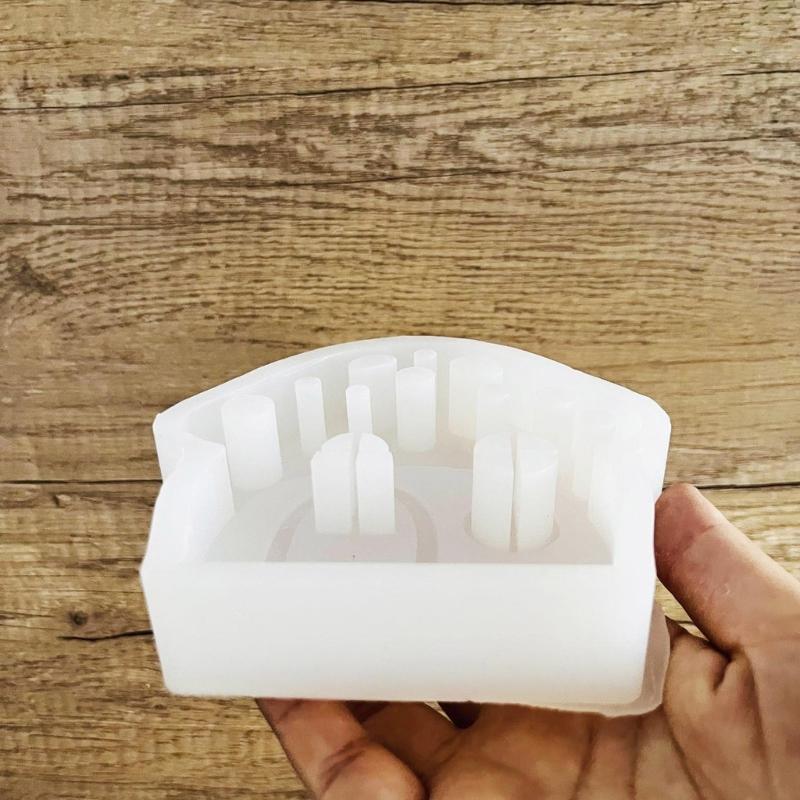 Mushroom House Candle Holder Silicone Mold 3D Houses Making Supplies Plaster Concrete Resin Candlestick Casting Molds