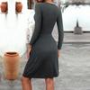 2026 New Spring and Summer Women's Sexy V-neck Twist Waist A-line Skirt Temperament Long-sleeved Dress