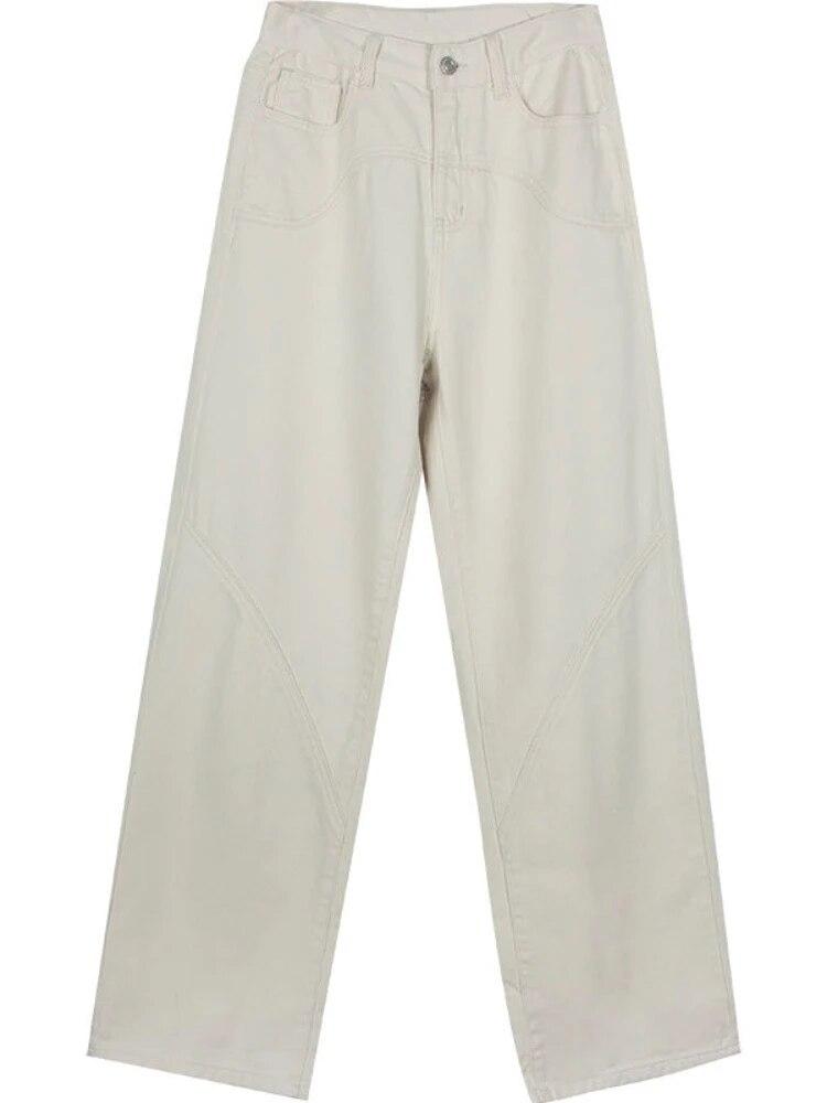 Nuovi Jeans Baggy Vintage Beige anni 2000 Donna Y2k Harajuku Vita Alta Pantaloni Denim Femminili Moda Retro Estetica anni '90 Pantaloni Ampi 2024