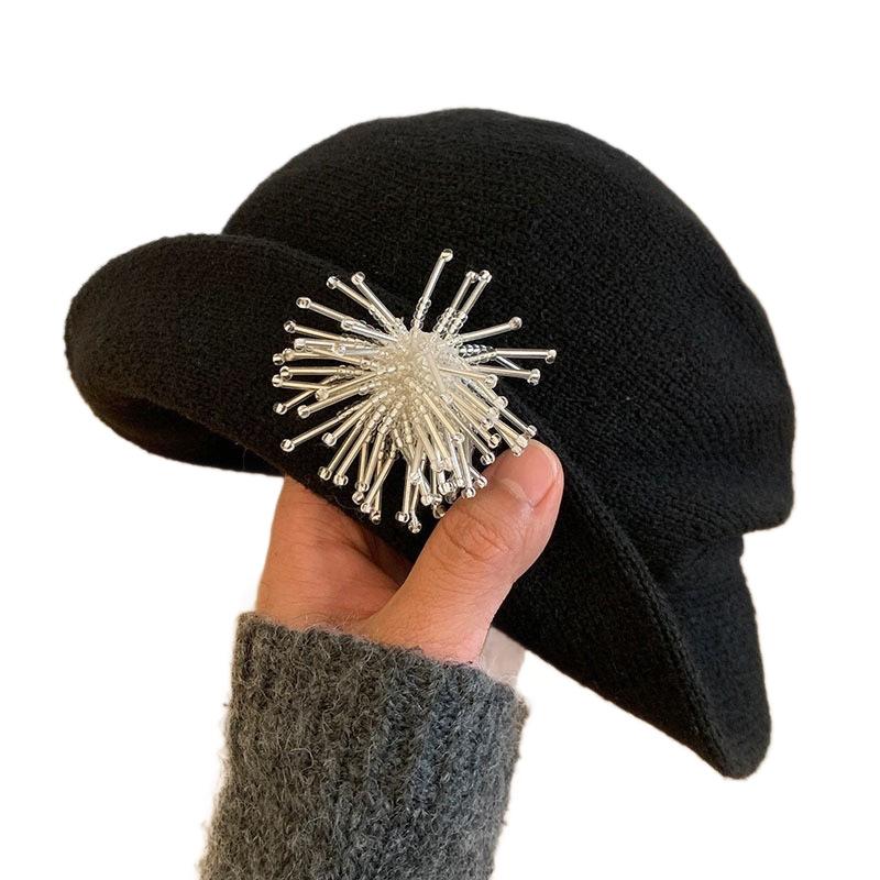 Autumn and Winter Flanged Woolen Fisherman Female Face Small Versatile Bucket Hat French Big Head Circumference Gift Hat