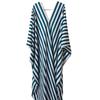 Women's Deep V Neck Short Sleeve Maxi Dress Loose Fit Striped Casual Vacation Long Dress