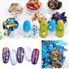 Nail Art barevné třpytivé hliníkové fólie 3D Flake Sticker UV Gel Polish Full Cover Laser Paillette