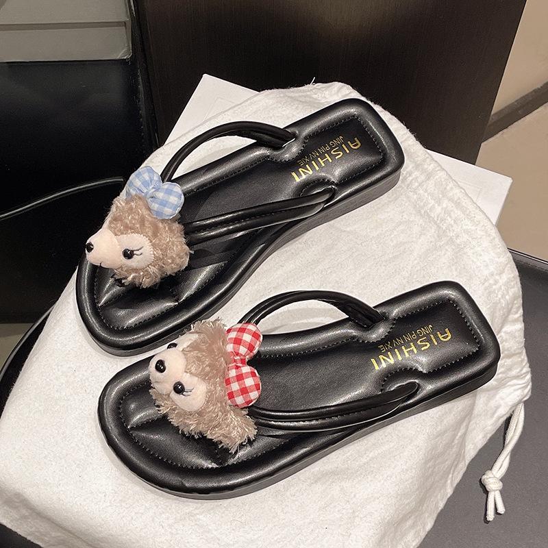 High-value cute cartoon flip-flops for women to wear in the summer of 2025, the new muffin bottom thick bottom ins cool slippers