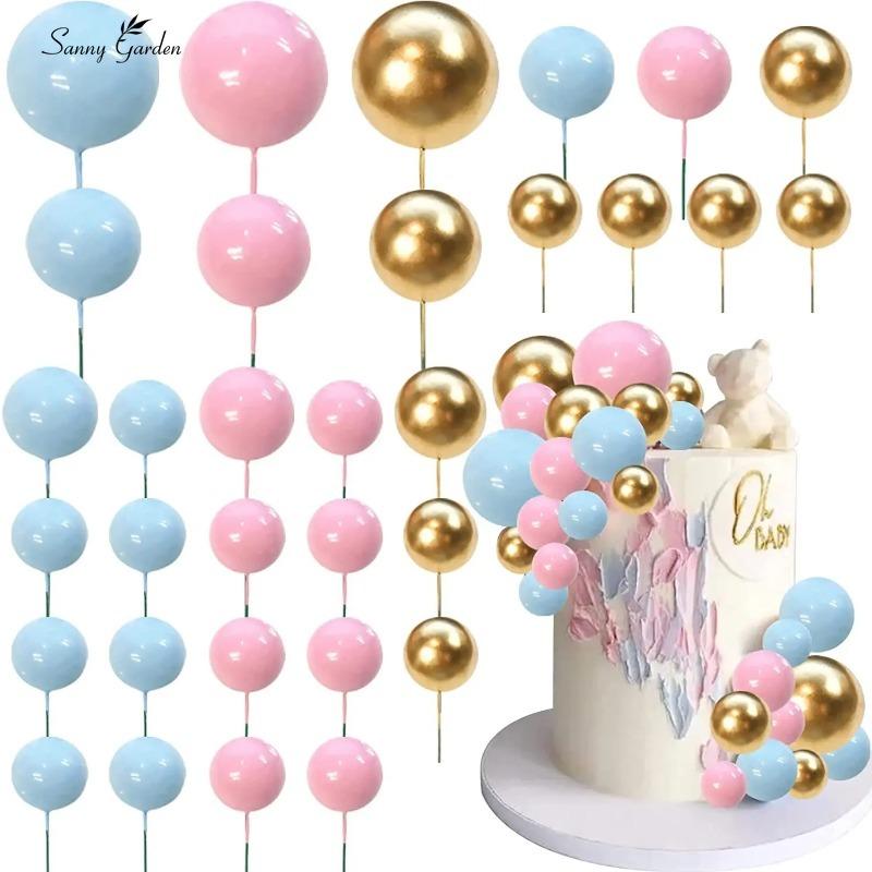 Cake Decoration 50pcs Colorful Happy Birthday Cake Topper Pearl Ball Birthday Party Wedding Supplies Event Tools Accessories