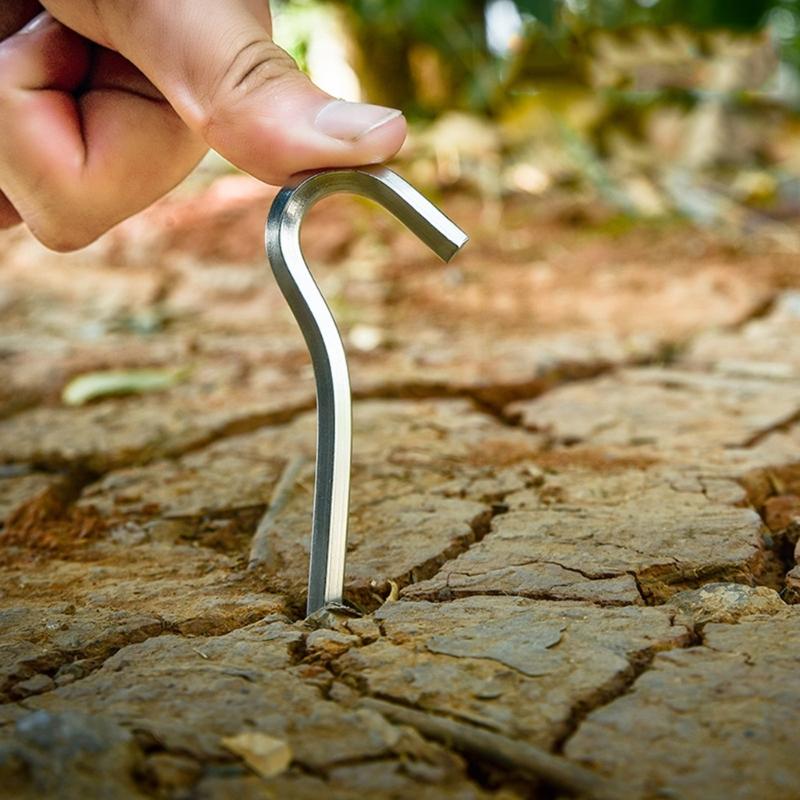 18cm Camping Tent Stake Aluminum Alloy Canopy Stakes Spikes Heavy Duty Tent Peg Wind-proof Lengthened Tent Ground Nails