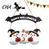 Festive Party Props Happy Halloween Ghost Door Sign, Wooden Three Hanging Ornament Hanger, Front Wall Supplies Decorative Sign