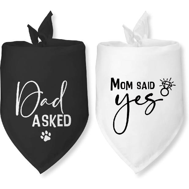 Engagement Gift Dad Asked Mom Said Yes 2 Pack Dog Bandana for Dogs Perfect Dog Wedding Bandana Engagement Announcement Gift for Couples Pet Scarf for