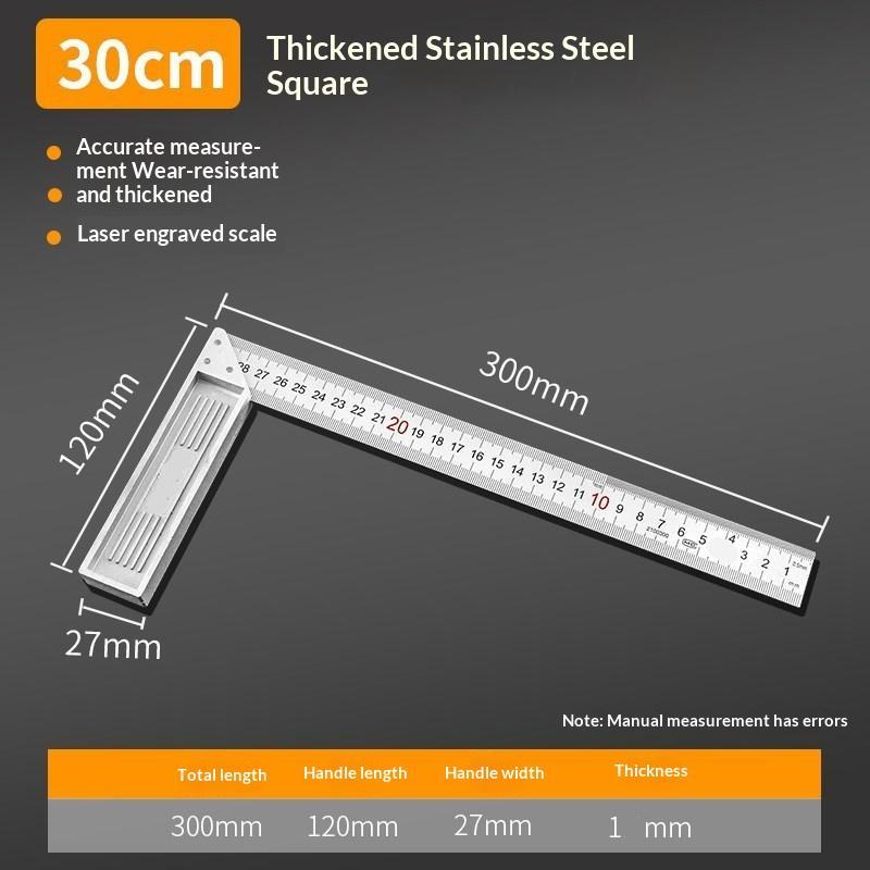Woodworker Special Stainless Steel 90 Degree Right Angle Triangle Ruler 1Pcs 15/20/30/50CM for Wood Cutting Scribing Positioning