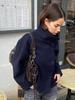 Solid High Neck Double Button Topcoat Dropped Shoulder Loose 2025 Autumn Short Elegant Jacket Women Urban Casual Lady Outerwear