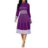 Midi Dress Large Hem Dressing Up Anti-fade Stylish Office Lady Vintage A-Line Mid-calf Length Dress for Wedding