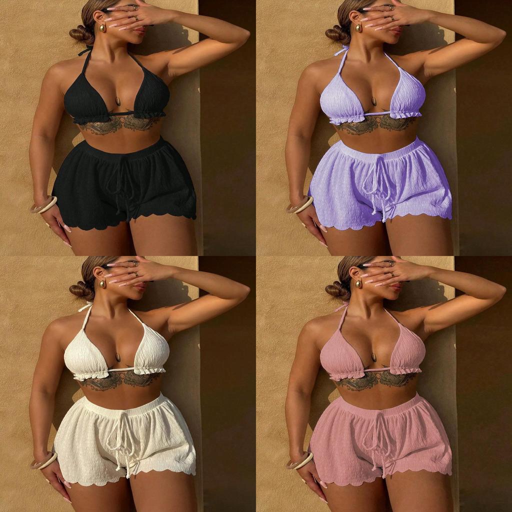 Polyester Bikini Three Piece Swimsuit With Padded Top For Water Sports Enthusiasts