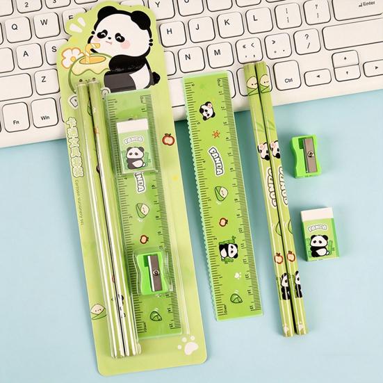 Student Stationery Set Smooth Writing Pencil Eraser Ruler Sharpener Cute Cartoon Complete School Supplies Classroom Back To School Gifts