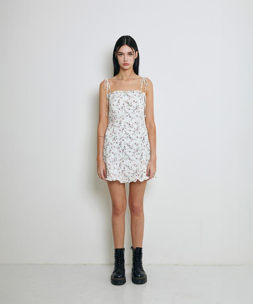 NOT YOUR ROSE Frill Mini Dress (Ivory)