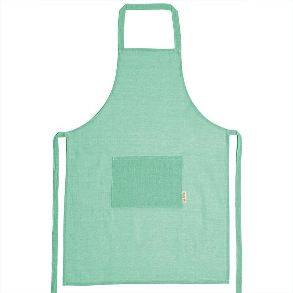 Green Adjustable Apron with Front Pocket 100% Recycled Cotton One Size Eco-Friendly