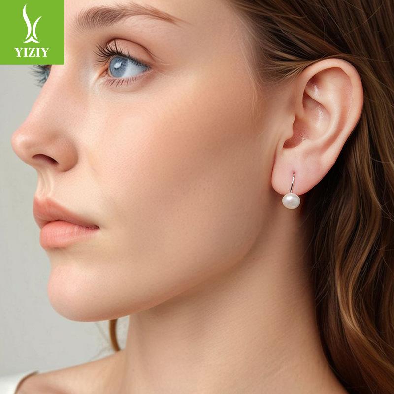 Romantic French Pearl Earrings Ear Buckles Women'S Elegant Lazy S925 Sterling Silver Earrings Earrings