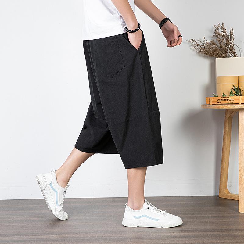 Letní kalhoty Velké velikosti Pánské Bavlněné Vysoké Velké velikosti Široké nohavice Lněné kalhoty Oversized Jogger kalhoty Pánské Plus Size Volné kalhoty