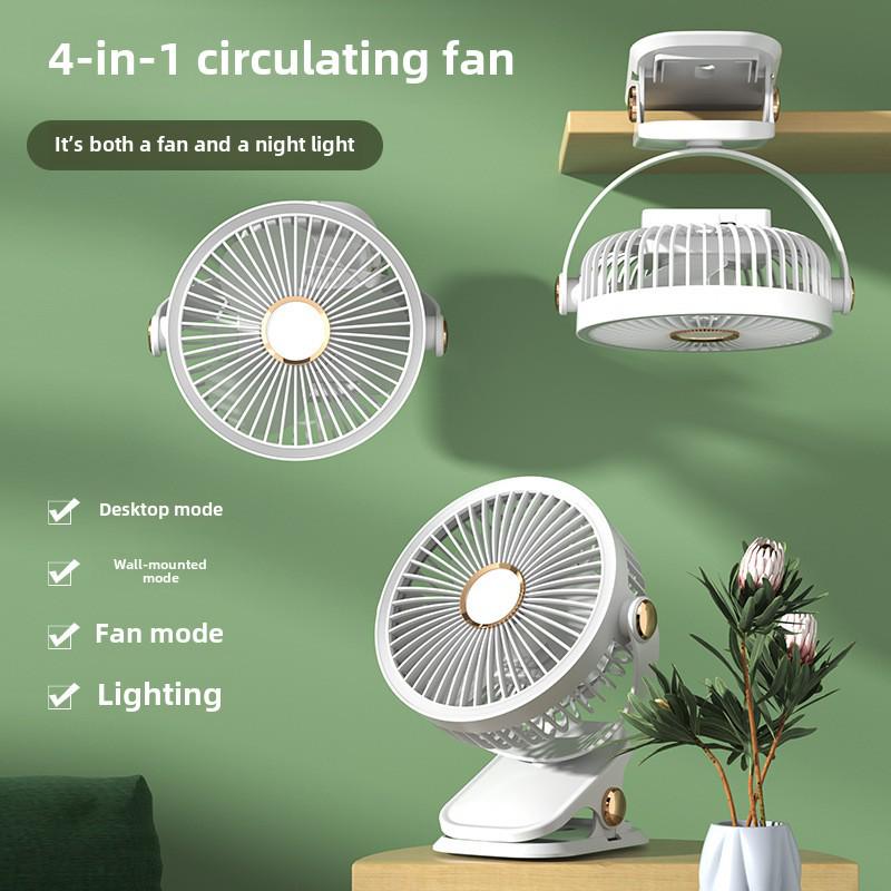 USB Rechargeable Clip-On Fan with Night Light for Dorms and Offices