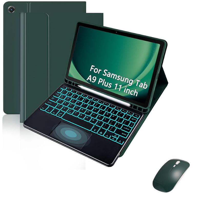 Samsung Tablet A9 Plus 11-Inch Leather Protective Case with Seven-Color Backlit Touchpad Bluetooth Keyboard and Pen Slot