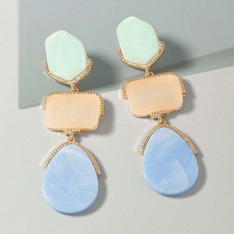Bohemian Colorful Resin Pendant Earrings For Women Luxury Crystal Geometric Long Tassel Drop Earrings Statement Jewelry Gifts