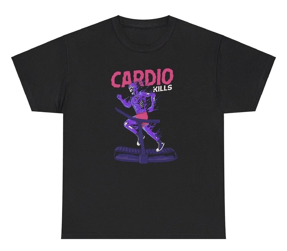 Cardio Kills T Shirt Funny Sarcastic Skeleton Halloween Running Club Graphic Tee S