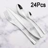 24 stk Svart 18/10 Rustfritt Stål Middagsbestikksett Servise Biffkniv Gaffel Skje Middagsbestikksett Kjøkkenbestikk Gave