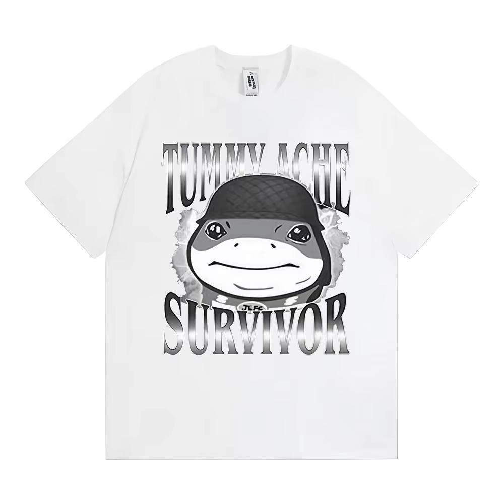 Funn Tummy Ache Survivor Jeff The Land Shark Helmet Meme T Shirts Men Women Fashion Humor Vintage Short Sleeve Oversized Tshirt