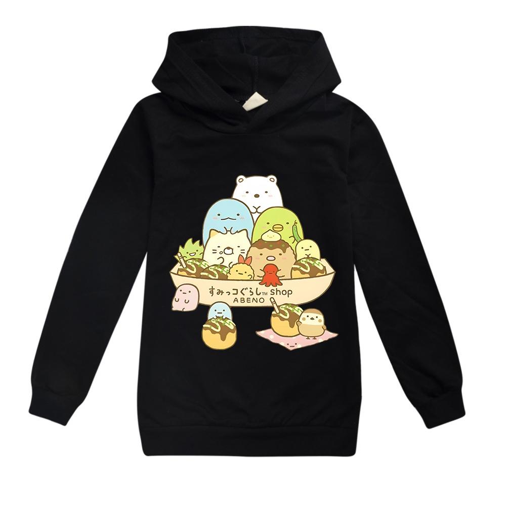 Anime Sumikko Print Hoodies Kids Kawaii Streetwears Children Comic Manga Sumikkogurashi Tops Cotton Boys Girls Clothing